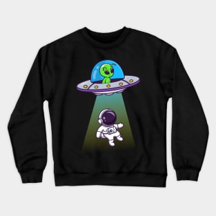 Cute Alien Spaceship UFO Invasion Astronaut Cartoon Crewneck Sweatshirt